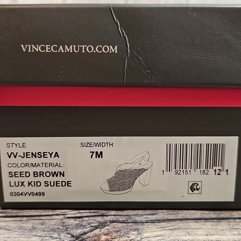 NIB VINCE CAMUTO VV-JENSEYA SEED BROWN PEEP-TOE PERFORATED BOOTIE SANDAL - Picture 12 of 12